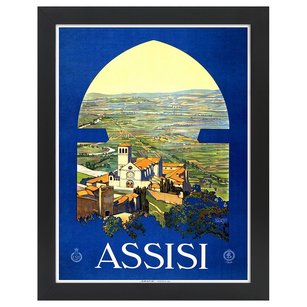 Leinwandbild Vintage Tourist Poster Assisi