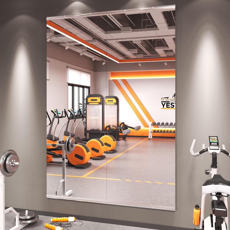 Aevar Large Frameless Full Length Tempered Glass Mirror - Rectangular Wall Mirror for Yoga, Gym & Dance Studio(Set of 2/3)