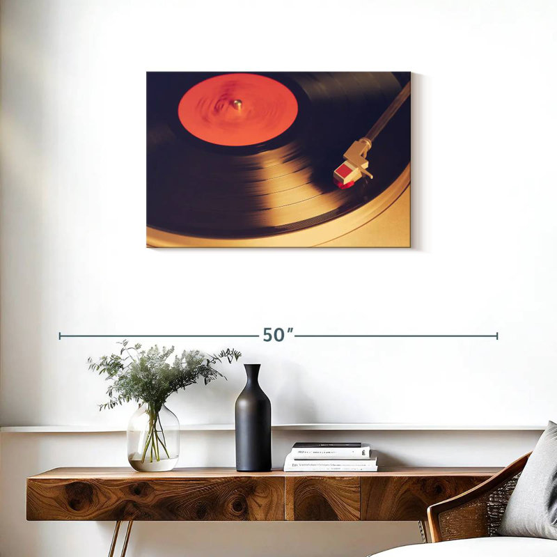Joueur de vinyle rétro, H 20 po x l 30 po