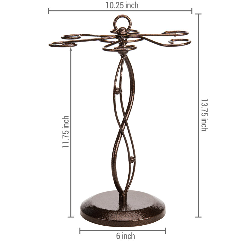 Metal Tabletop Wine Glass Rack in Bronze