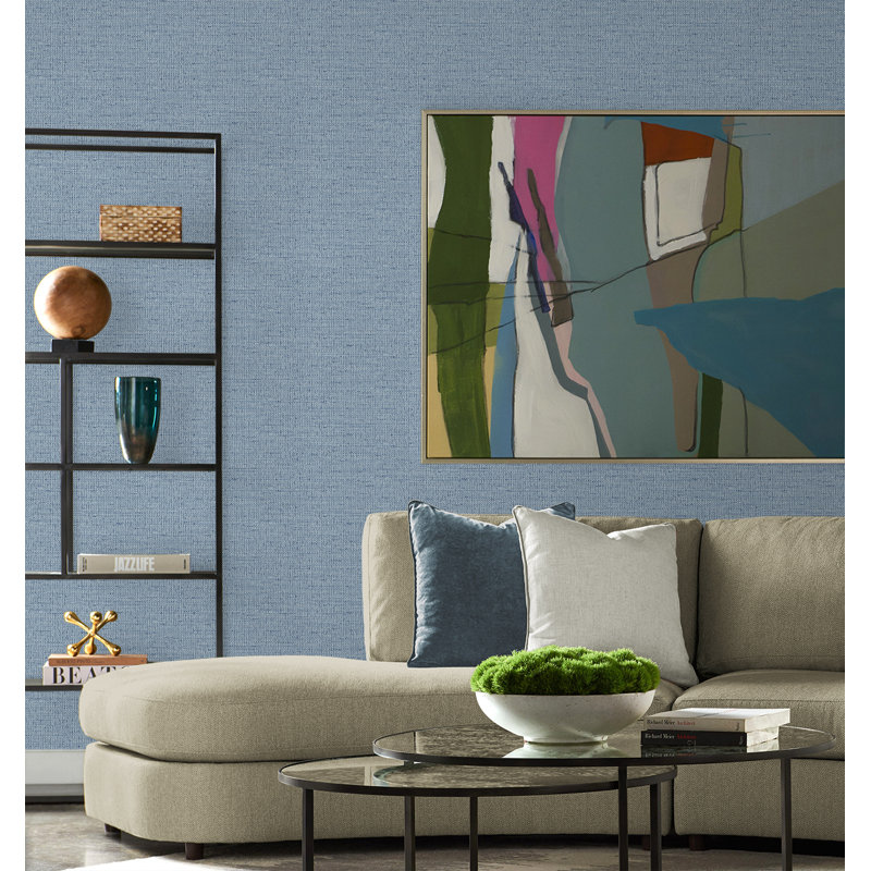 Abstract Vinyl Metallic Wallpaper Double Roll, Blue Jade