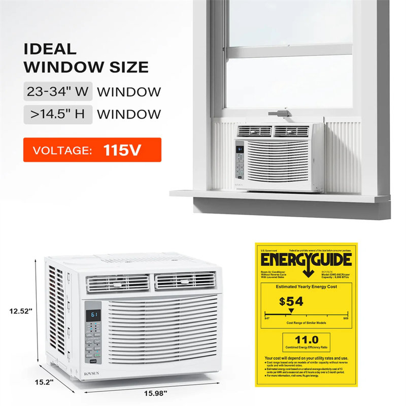 Climatiseur de fenêtre 6 000 BTU 115 V 700 W tout-en-un avec WIFI
