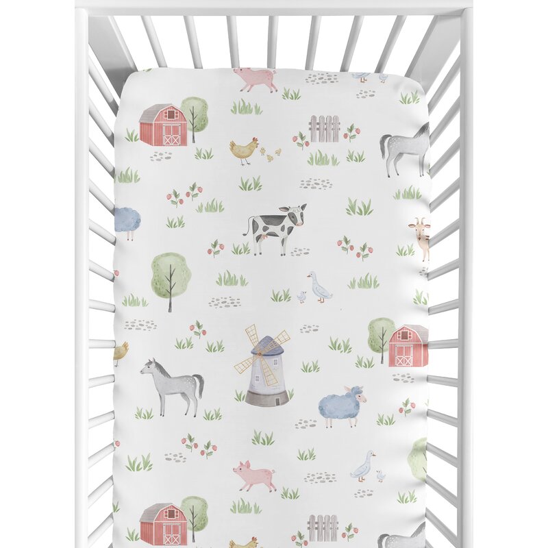 Sweet Jojo Designs Farm Animals Fitted Crib Sheet & Reviews | Wayfair