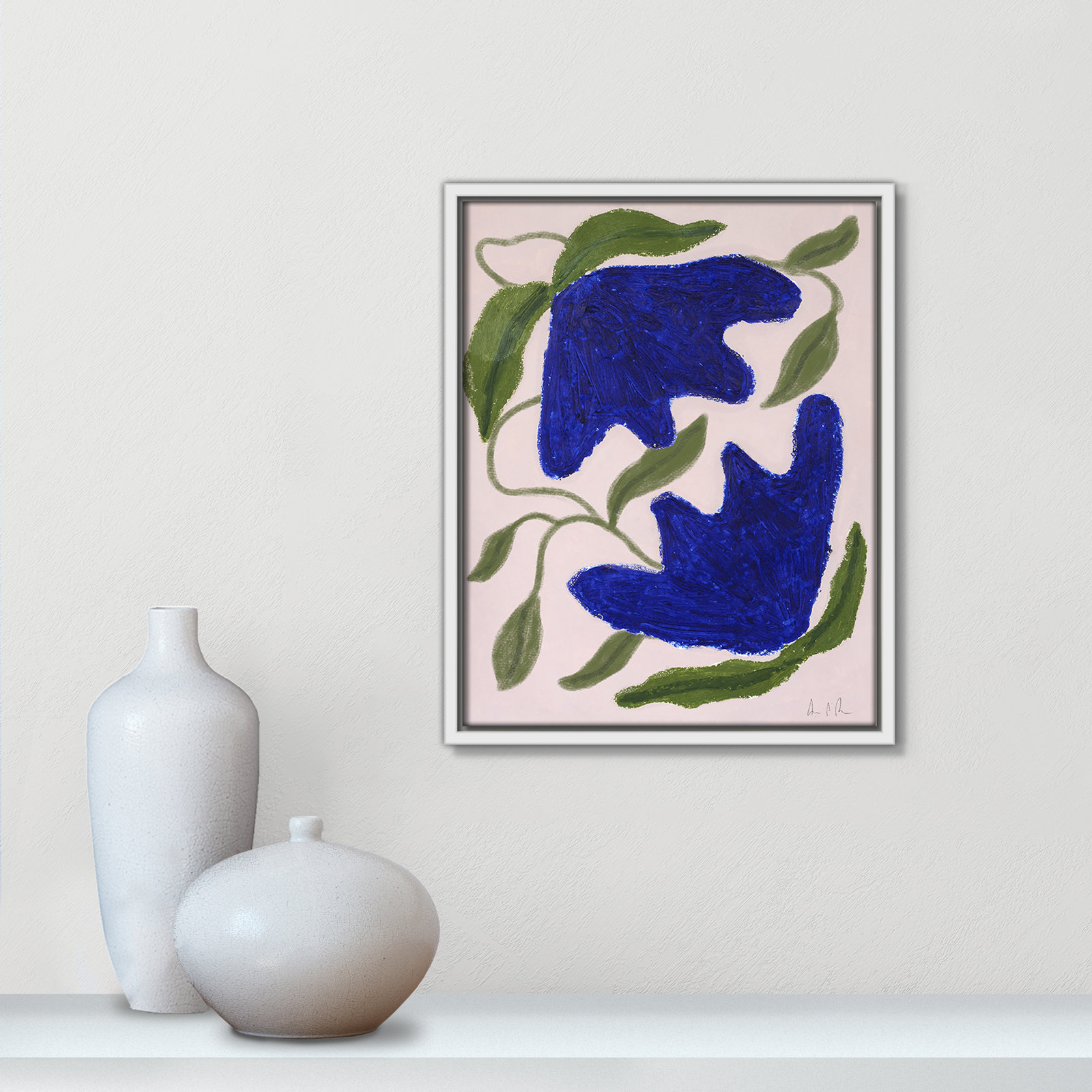 Blue Anemones No. 02 Print by Camilla Bergqvist, 15.5" H x 12.5" W, White