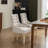 Wingback Upholstered Dining Chairs With 19.3'' Seat Height Modern Dining Room Chairs With Tufted Button, Cream Linen Fabric-263274059