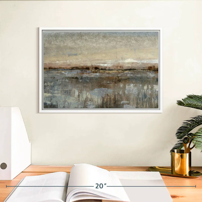Gris brume I, Cadre flottant blanc, 13 po x 9 po