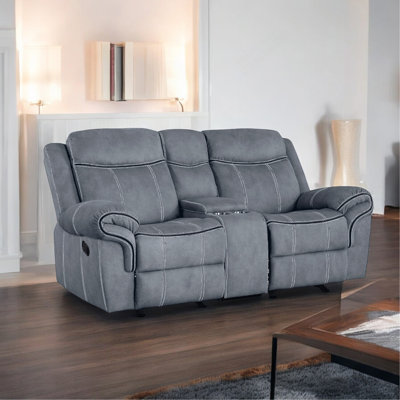 Causeuse inclinable en velours bicolore avec port USB et console