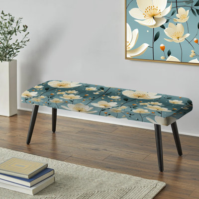Motif floral Essence Petals Blooms - Banc rembourré floral noir