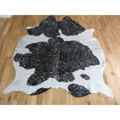 Black And White With Silver Metallic Cowhide Rug