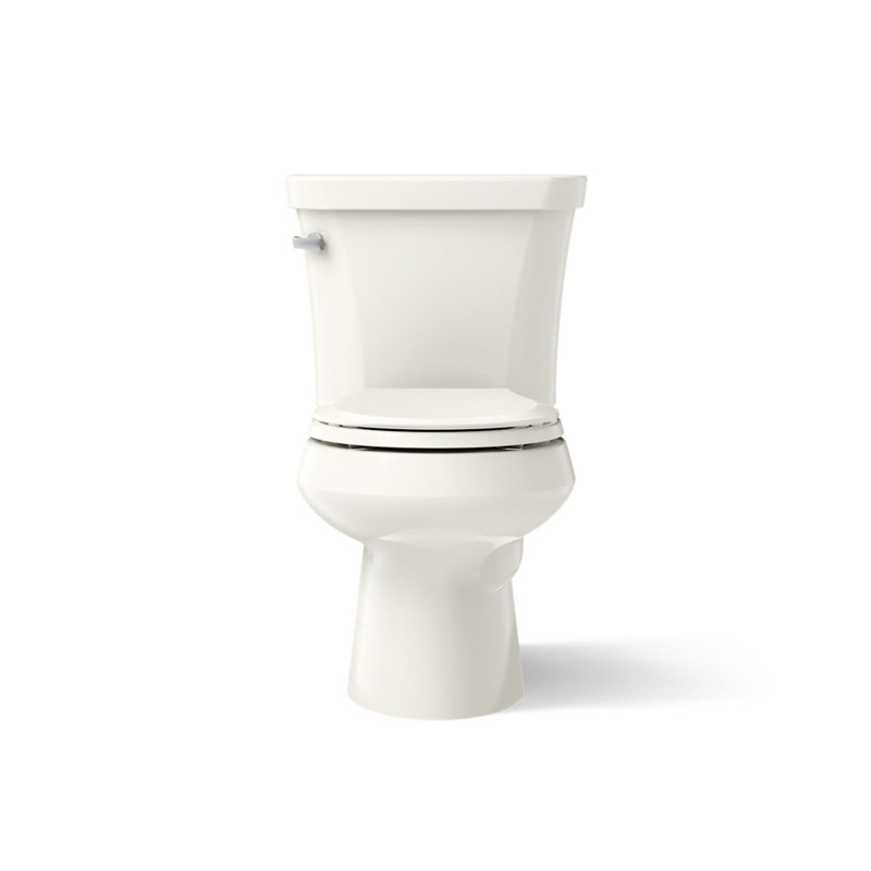 Wellworth 1.28 GPF Water Efficient Round Two-Piece toilet (Seat Not Included), Biscuit, Left-Hand