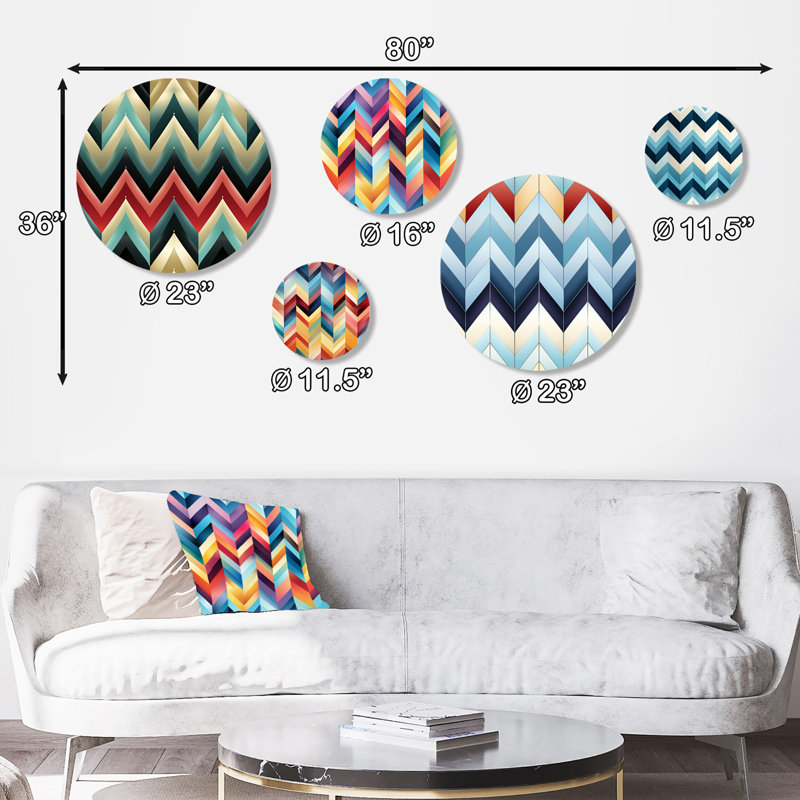 Ensemble de 5 affiches murales rondes glamour