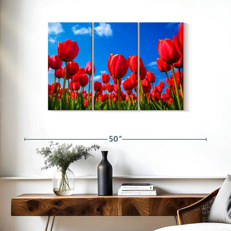 Harnek Meadow Of Red Tulips, 24" H x 38" W