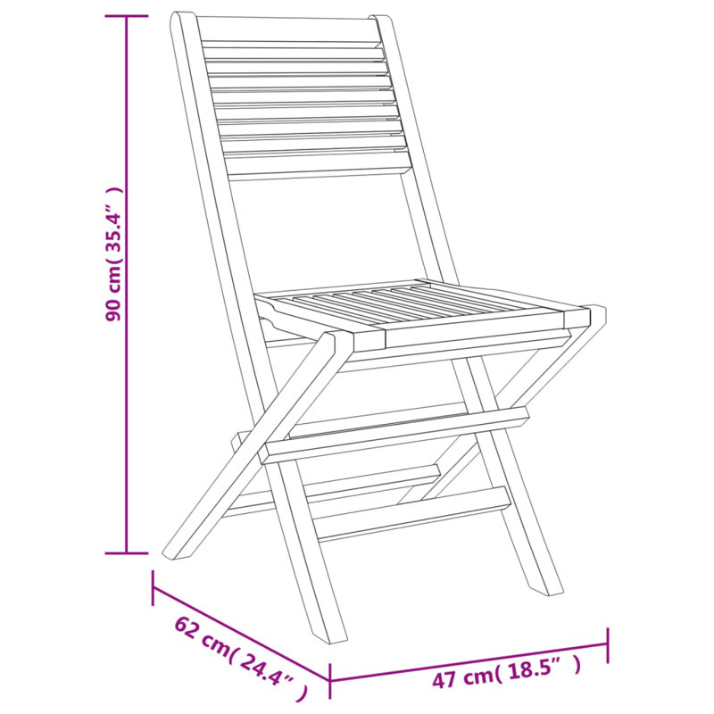 Niwot Folding Garden Chairs 4 pcs 47x62x90 cm Solid Wood Teak