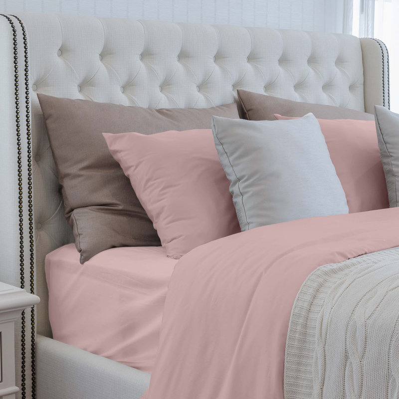 Sheet Set, King Sheet Set w/ 1 Fitted Sheet, 2 Pillowcases, Rose