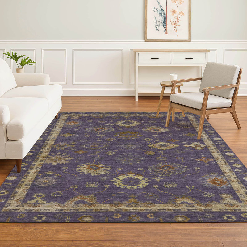 Premium Machine Washable Mayfield AMF2045 Global Rug, 8' x 10', Eggplant