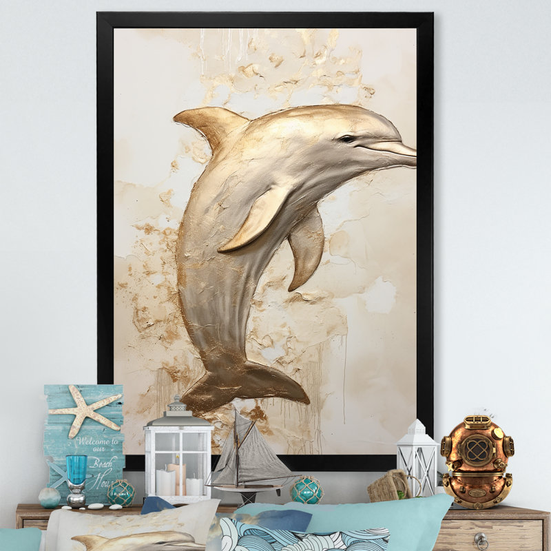 «Beige et doré», impression sur toile, Cadre simple noir, H 20 po x l 12 po x P 1 po