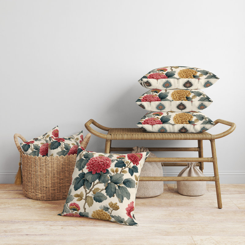 Pivoine impériale grimpante intérieure/extérieure 18x18, Square 18", Beige/Sage