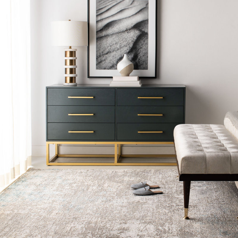 Sheldon 56'' W 6 - Drawer Dresser, Gold/Teal