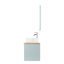 Meuble-lavabo mural: double tiroir 36 po + porte simple, armoire bleue, plateau en bois massif, lavabo rond, miroir facile à utiliser, tiroir en céramique naturelle et grand espace de rangement