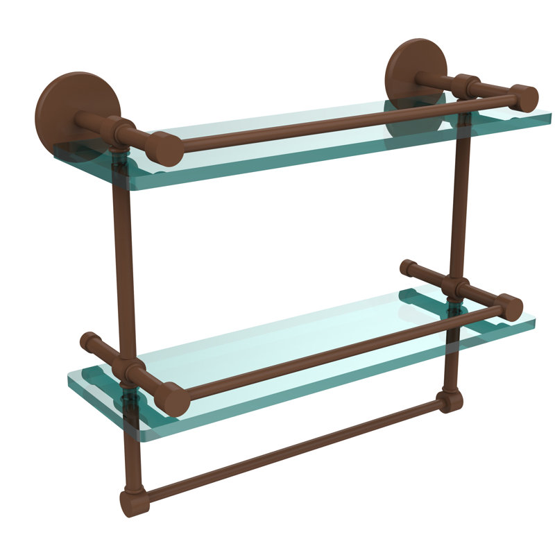 Dalston 2 Piece Tiered Shelf with Towel Bar, Antique Bronze, 12"H x 16"W x 5"D