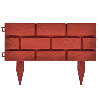 Plastic Lawn Edging Divider with Brick Design Decorative Garden Border for Flower Beds & Pathways Set of 11 Pieces