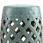 Tabouret de jardin 13 po x 18 po en céramique avec motif en treillis tissé et table de bout décorative en matériaux forts émaillés, bleu antique