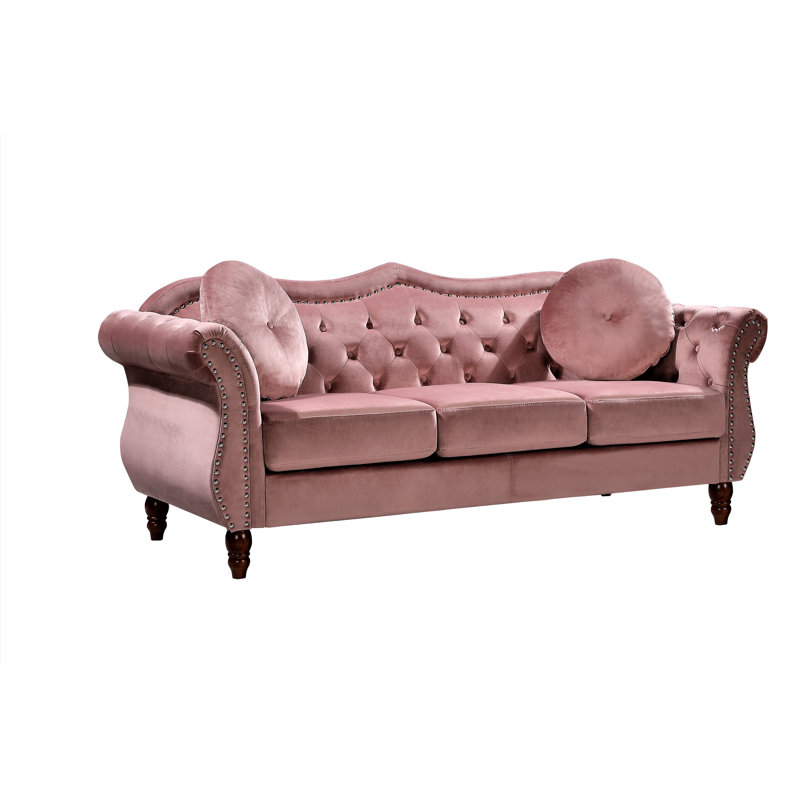 Evianna 79.5'' Velvet Sofa, Rose