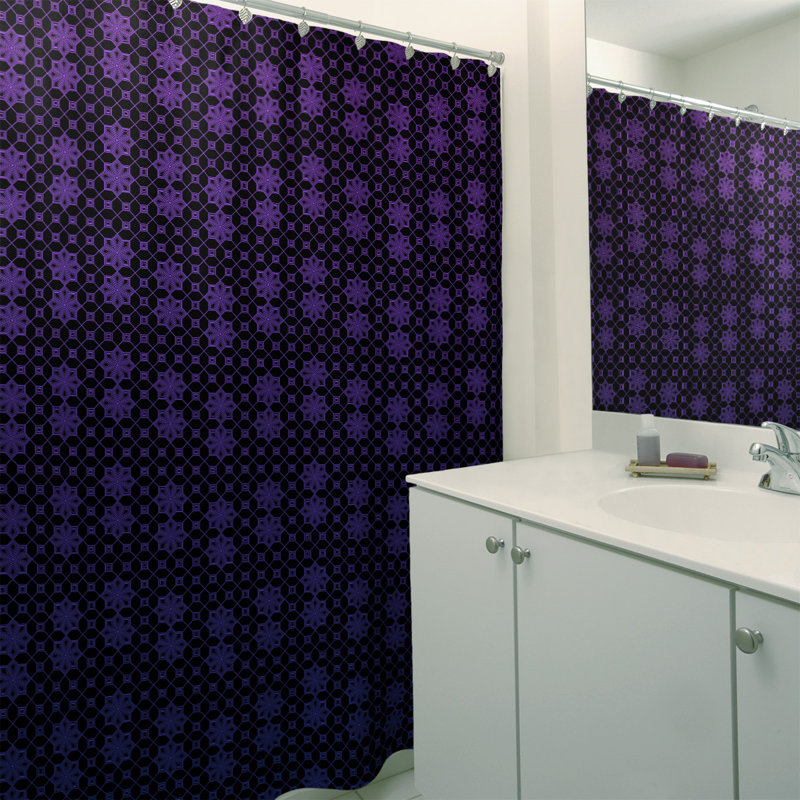 Rideau de douche simple en treillis Classic, Bleu / Mauve