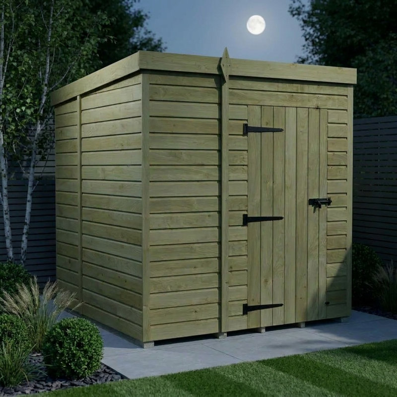 Total Sheds 7ft x 7ft Pent Garden Shed - Single Door - No Windows - Pressure Treated Timber - UK Manufactured