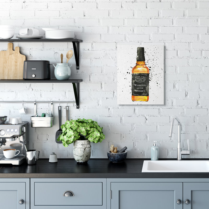 «Weekends Are For Whiskey» citation bouteille d'alcool, Toile tendue, H 20 po x l 16 po