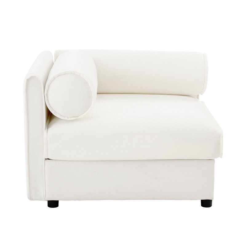 Modular Chenille Corner Sofa With Ergonomic Support - White