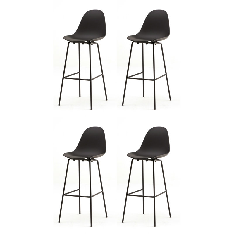 Tabouret de bar et de comptoir TA, Noir, Noir, Tabouret de comptoir (siège d'une hauteur de 25,6