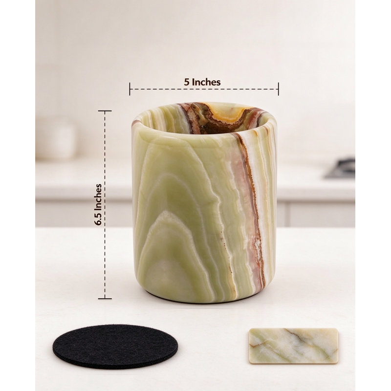Porte-ustensiles en marbre vert Onyx