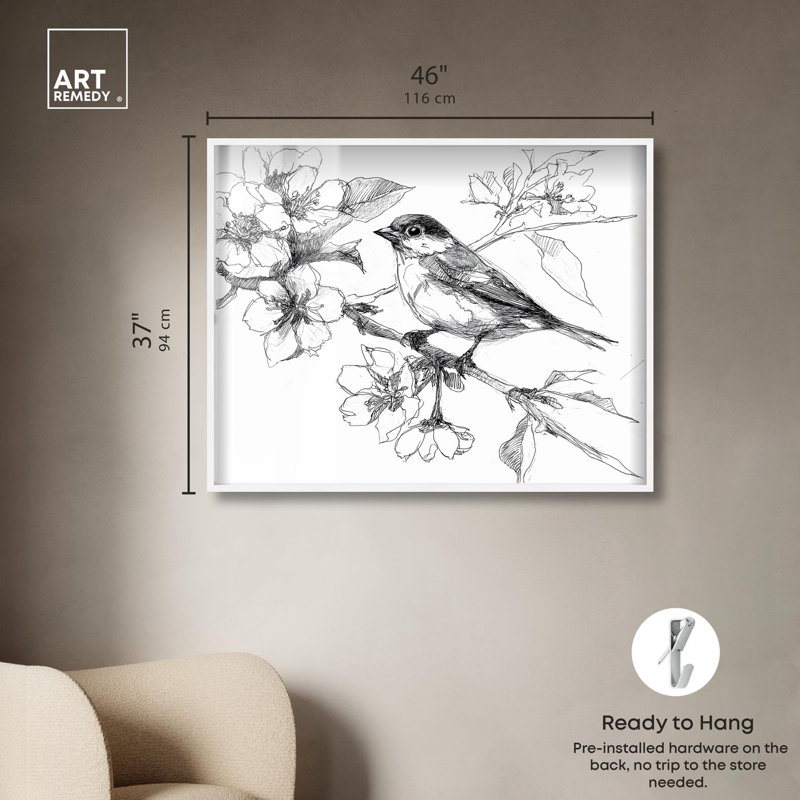 «Botanical S Croquis II» par Art Remedy, H 37 po x l 46 po, Blanc