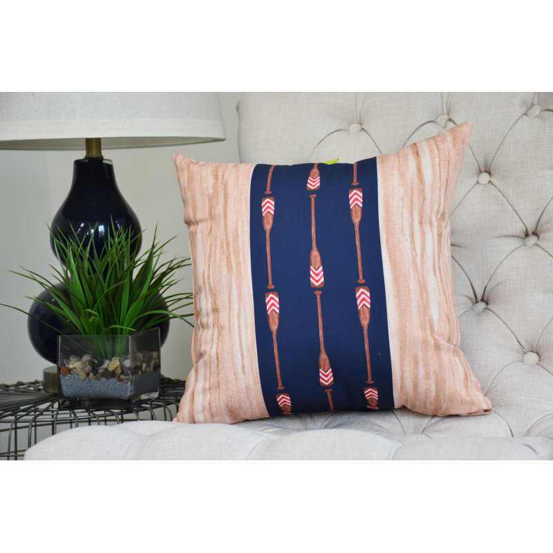 Housse et insert de coussin carré Nantucket Oar, Bleu marine, 18 po x 18 po