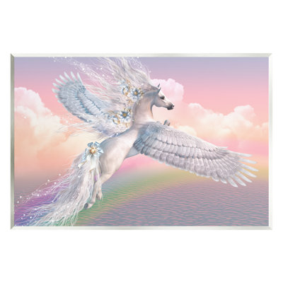 «Stupell Industries Unicorn Over The Rainbow» par Laurie Prindle