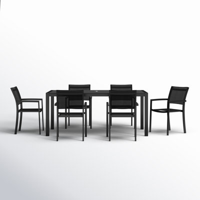 Aynura 6-Person Aluminum Patio Dining Set with Rectangular Table