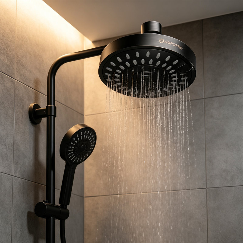 Pommeau de douche haute pression – Pommeau de douche fixe à 5 jets, débit élevé recommandé (10 cm), Bronze frotté à l'huile