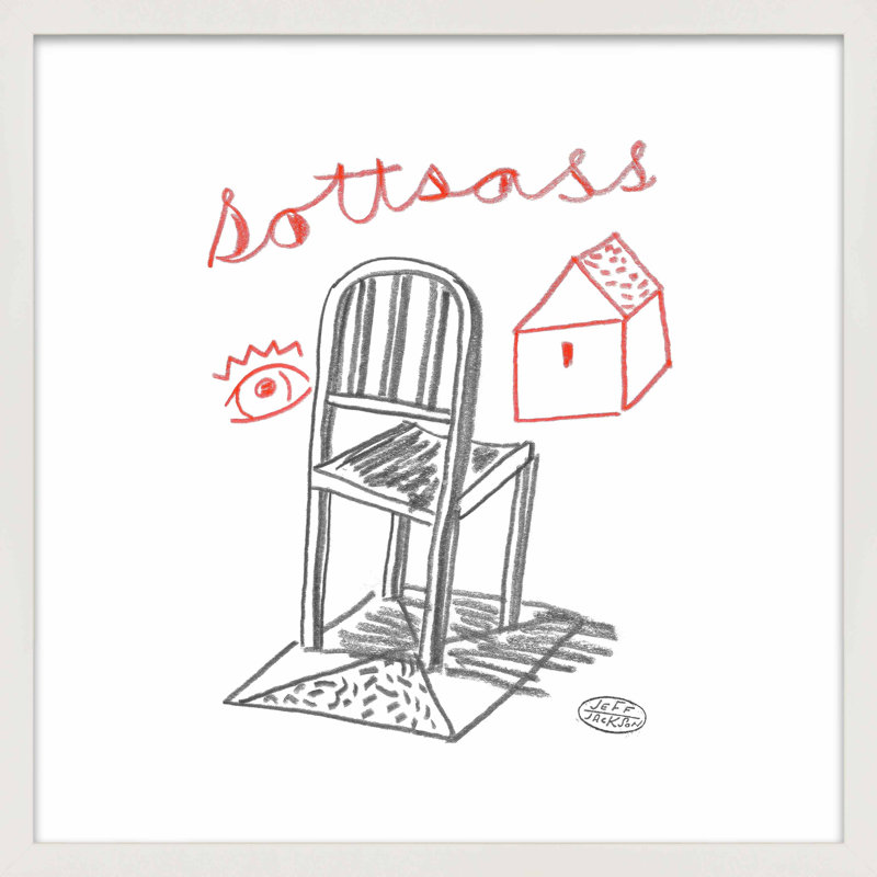 " Chairs Sottsass " by Jeff Jackson, White Single Picture Framed Paper, 16" H x 16" W x 1.25" D