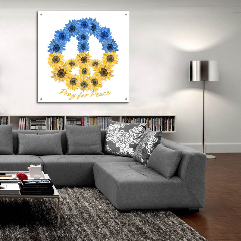 «Pray For Peace» par Jean Plout, art mural en verre acrylique, H 36 po x l 36 po x P 0,2 po