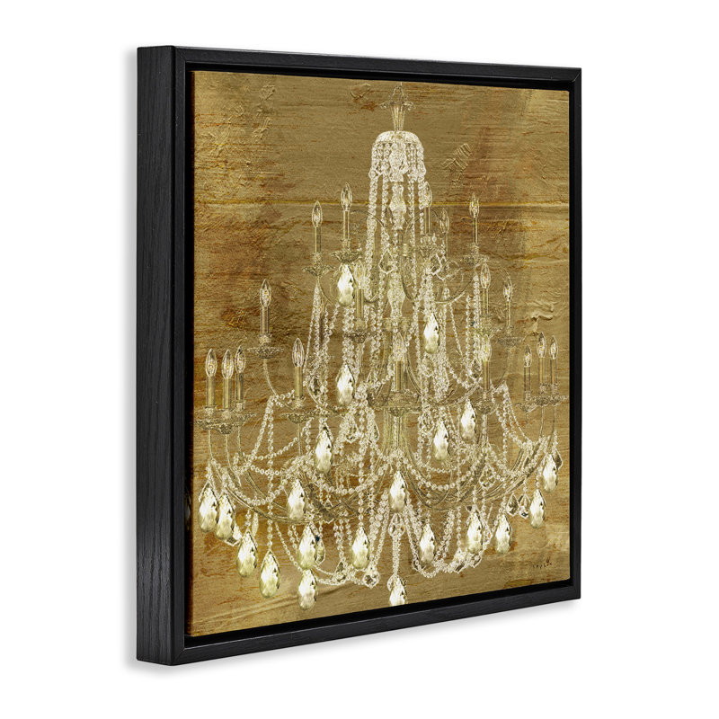Lustre en cristal Vintage Glam, H 18 po x l 18 po, Cadre flottant noir de jais