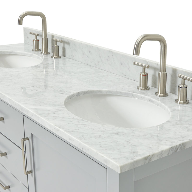 Bayhill 73'' W Double Vanity, Oval, Gray, 61"