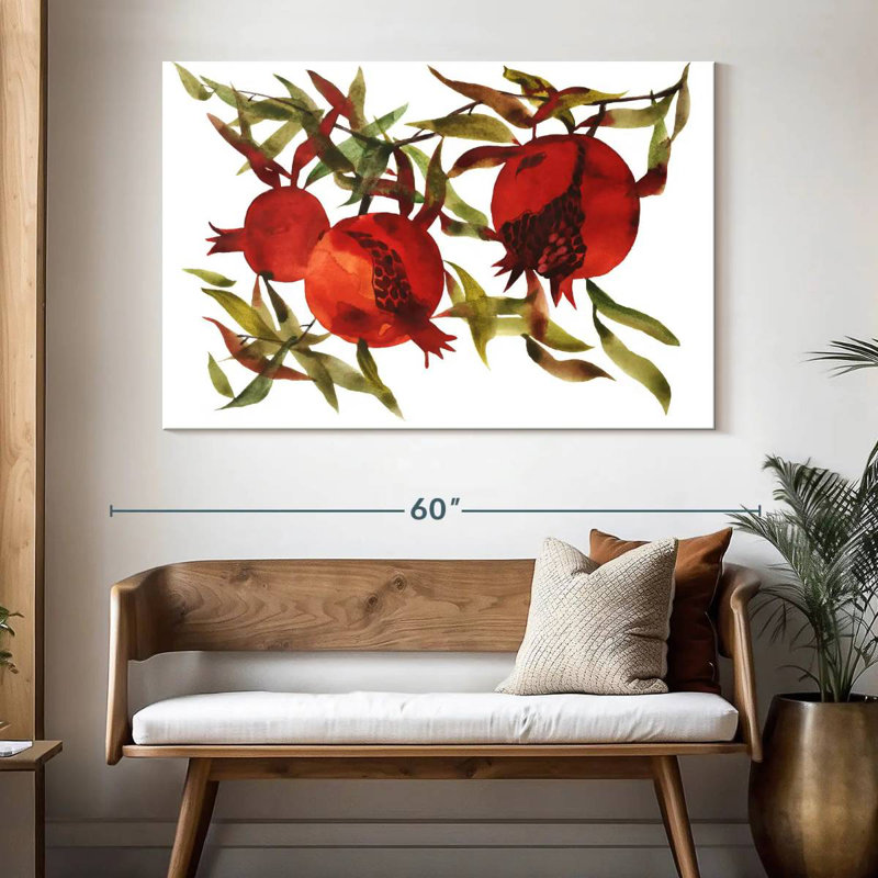 Yarlin Pomegranates On Branch, 34" H x 51" W