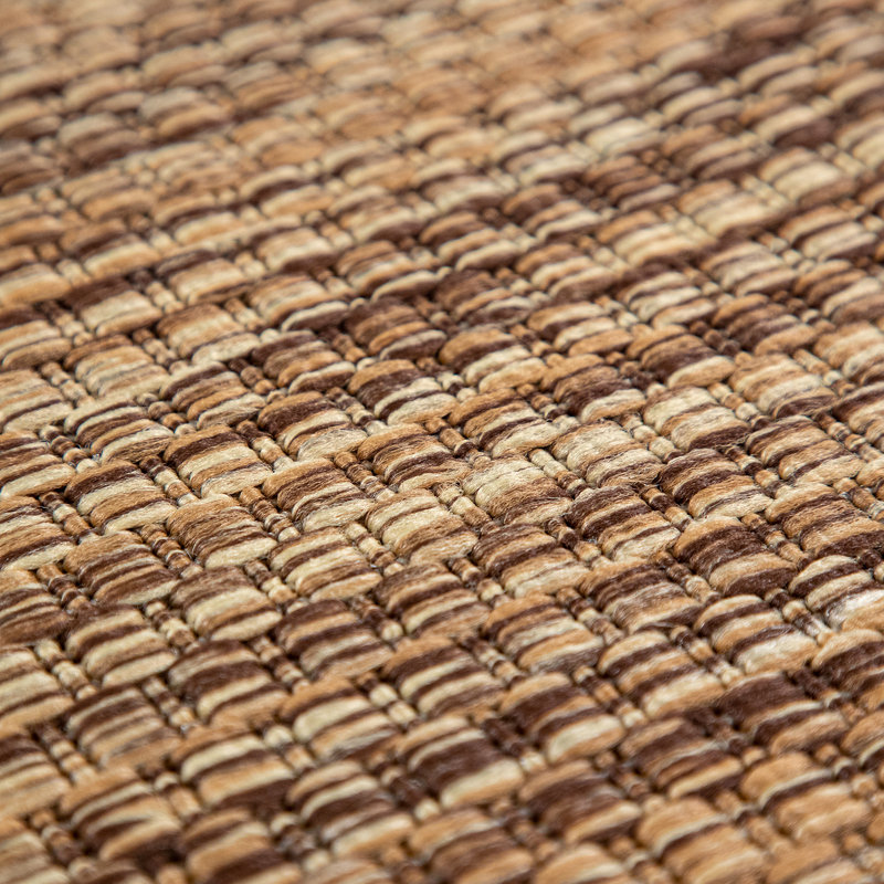 Mountville Balcony Terrace Kitchen Mottled Flatweave Brown Rug, Square 200cm