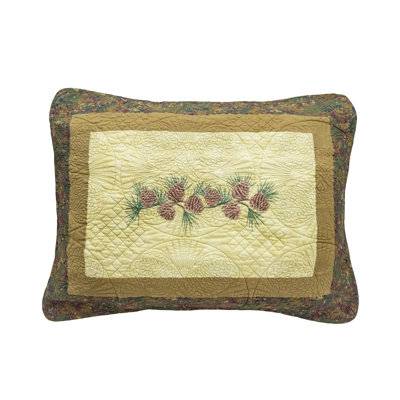 Donna Sharp Cabin Raising Pine Cone Embroidered Pieced Cotton Standard Sham
