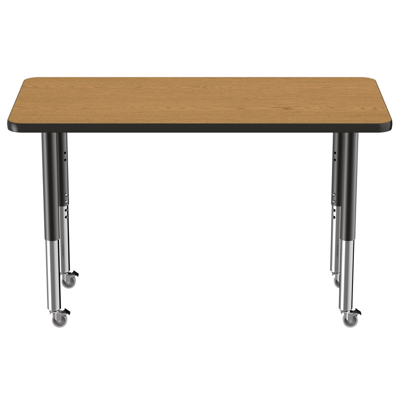 Table d'activité rectangulaire à hauteur réglable en forme de T, Gris/bleu marine, Super, 24 po x 48 po