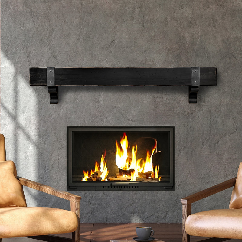 Manteau de cheminée Villa avec sangles en acier, 48"