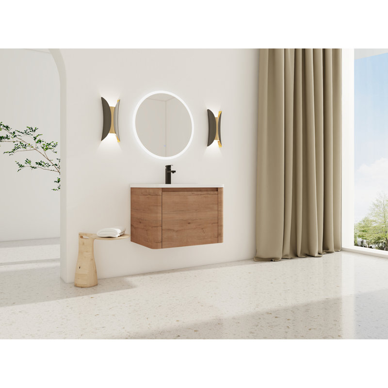 Meuble-lavabo 28 po avec lavabo en céramique blanche, 1 porte, bords arrondis, 3 charnières, meuble-lavabo