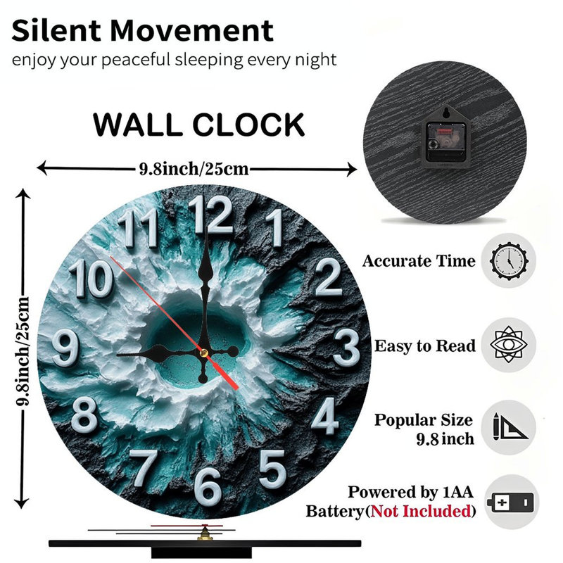 Horloge murale unique à texture noire sarcelle