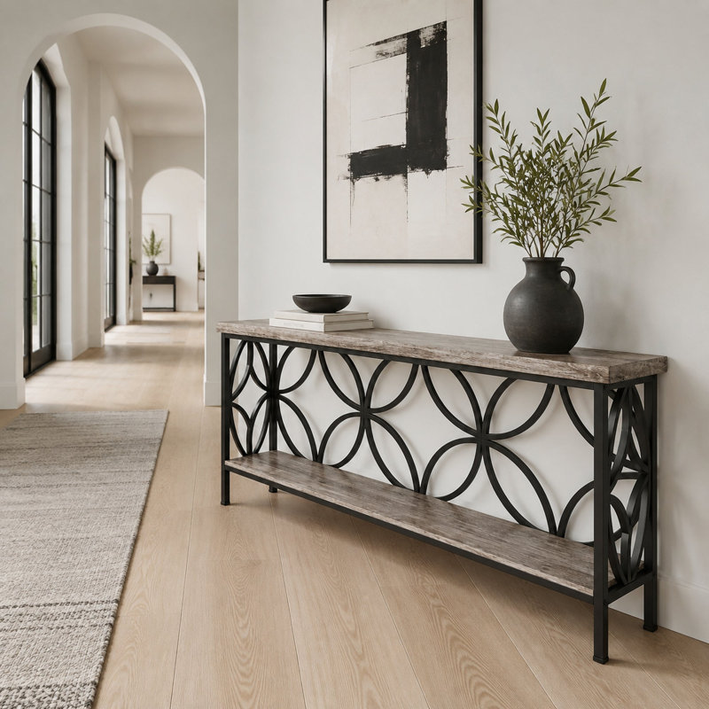 Table console étroite de 70,9 pouces, Gris, Gris, Gris
